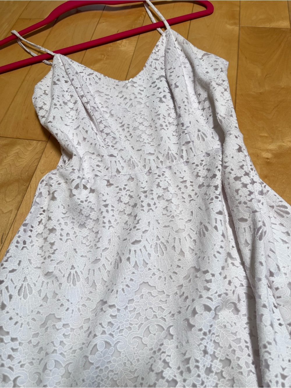 Aqua White Lace Spaghetti-Strap Mini Dress - Picture 3 of 4